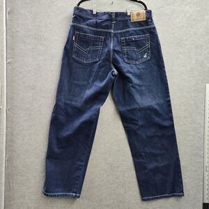VINTAGE Joker Men Jeans 38X31 Blue Denim Logo Hip Hop Grunge Baggy Skater Y2K